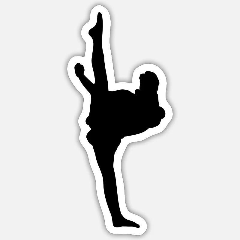 Karate oder Taekwondo High Kick Sticker Größe S (10 x 10 cm)