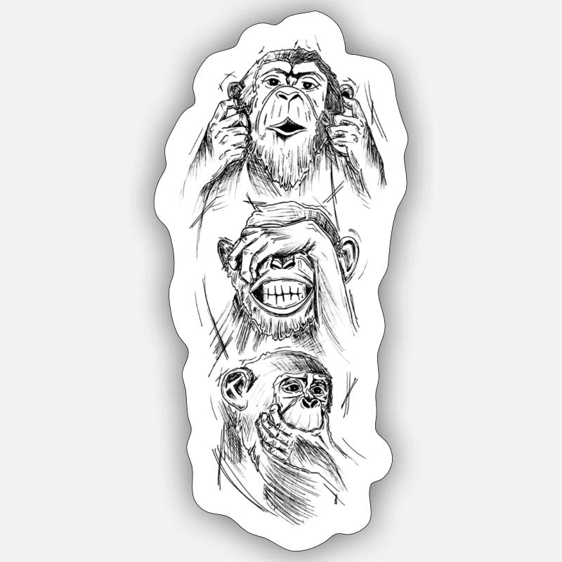 Drei Affen Sticker Größe S (10 x 10 cm)