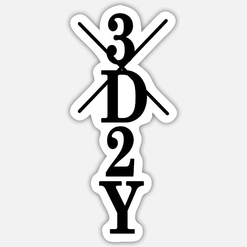 3D 2Y - Sticker taille S (10 x 10 cm) - blanc mat