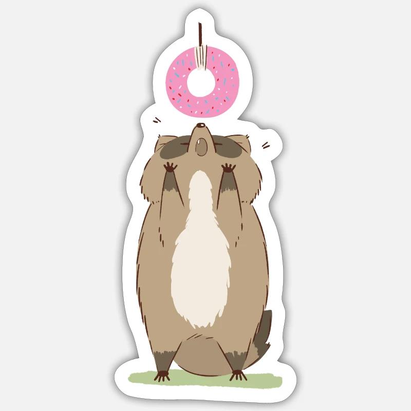Doughnut Tanuki - Sticker size S (10 x 10 cm) - white matte