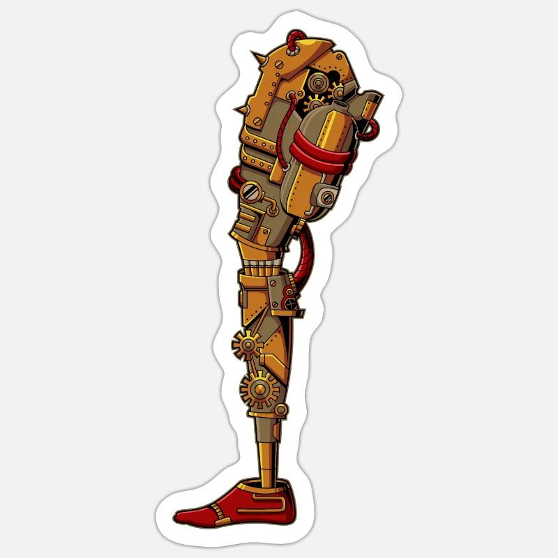 Steampunk Prosthesis - Sticker size S (10 x 10 cm) - white matte