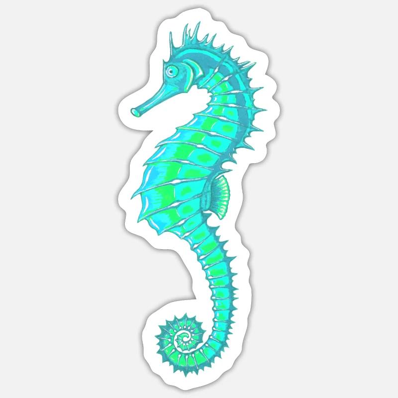 Seepferdchen Türkis. Meeresleben. Seepferdchen Sticker Größe S (10 x 10 cm)
