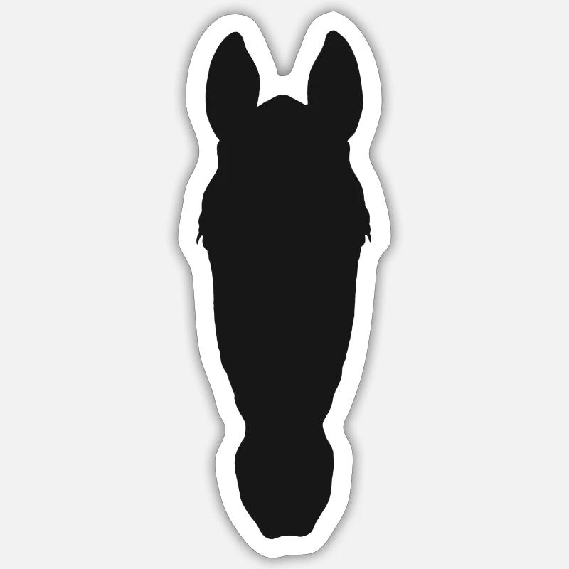 Silhouette frontale de la tête de cheval Sticker taille S (10 x 10 cm)