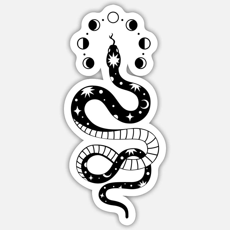 Snake Moon Phases - Sticker size S (10 x 10 cm) - white matte