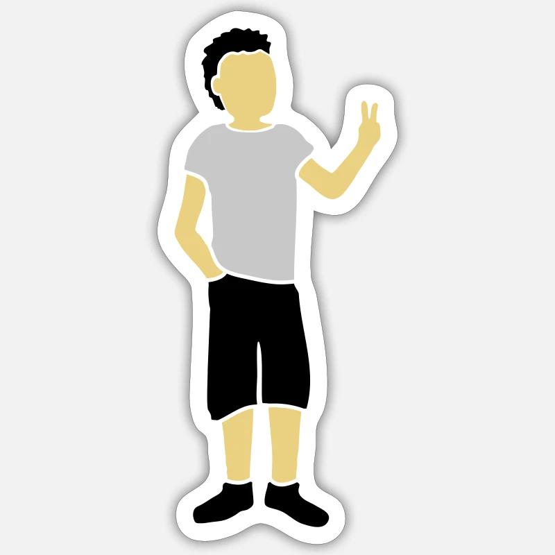 Jungendlicher Silhouette Peace Zeichen - Sticker Größe S (10 x 10 cm) - Mattweiß