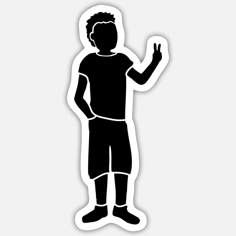 Signe de Paix Silhouette jeune - Sticker taille S (10 x 10 cm) - blanc mat