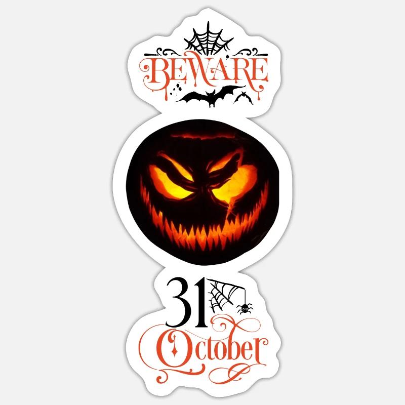Beware Halloween - Sticker Größe S (10 x 10 cm) - Mattweiß