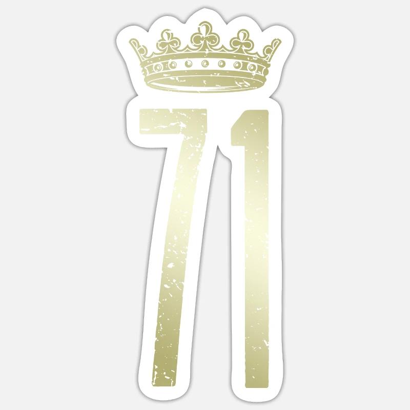 71 Nummer Krone - Sticker Größe S (10 x 10 cm) - Mattweiß
