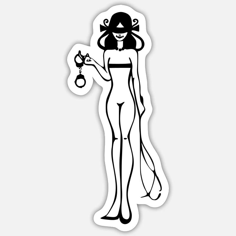 Fetisch-Mädchen - Sticker Größe S (10 x 10 cm) - Mattweiß