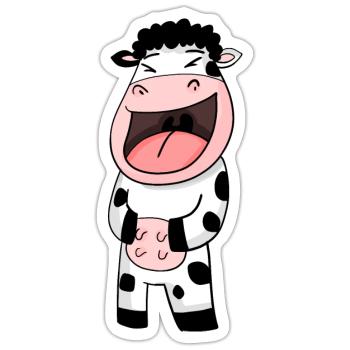 Rires de vache - Sticker taille S (10 x 10 cm) - blanc mat - Devant
