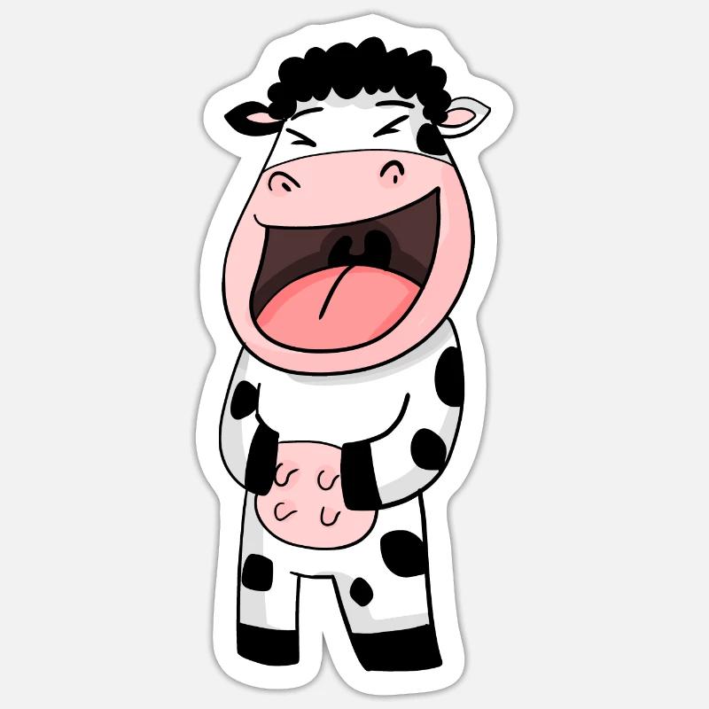 Cow laughs - Sticker size S (10 x 10 cm) - white matte