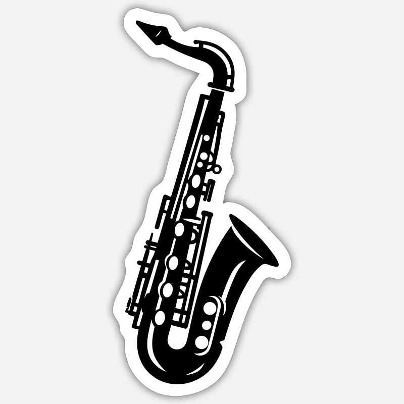 saxophone - Sticker taille S (10 x 10 cm) - blanc mat