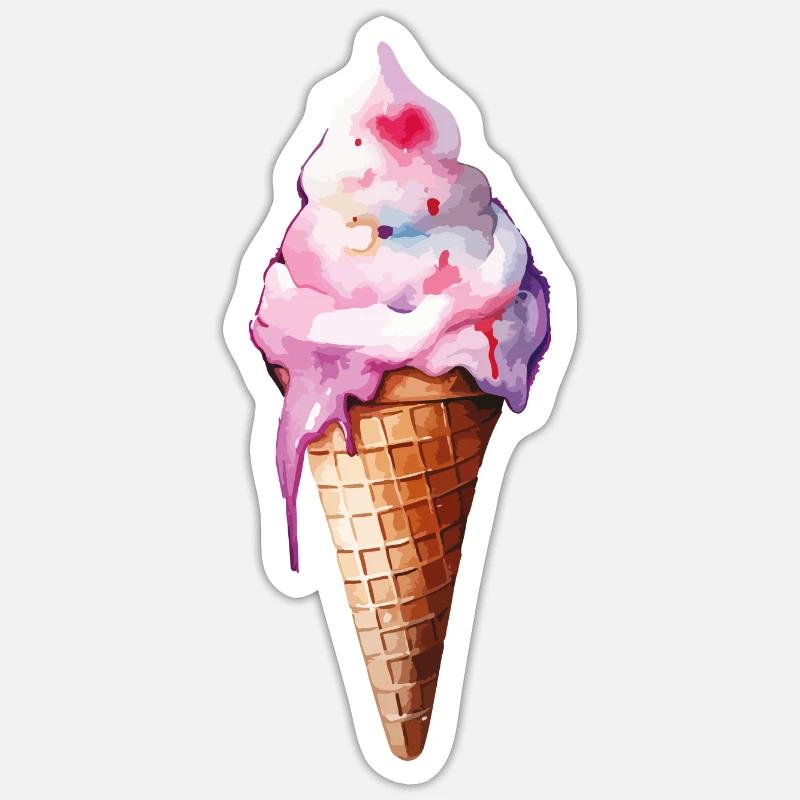 Eiscreme - Sticker Größe S (10 x 10 cm) - Mattweiß