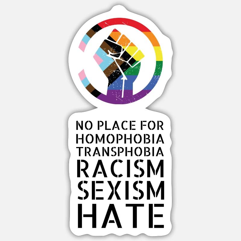 Pride Faust - No Hate - Sticker Größe S (10 x 10 cm) - Mattweiß