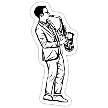 Saxophonist - Sticker Größe S (10 x 10 cm) - Mattweiß - Vorne