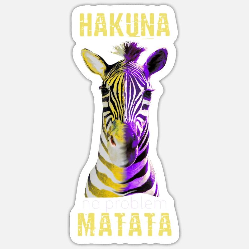 Zebra bunt mit Spruch in Suaheli - Sticker Größe S (10 x 10 cm) - Mattweiß