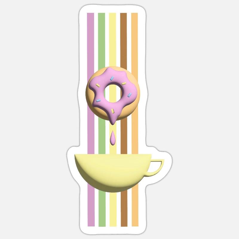 Einladung zum Kaffee oder Tee mit Rosa Donut. - Sticker Größe S (10 x 10 cm) - Mattweiß