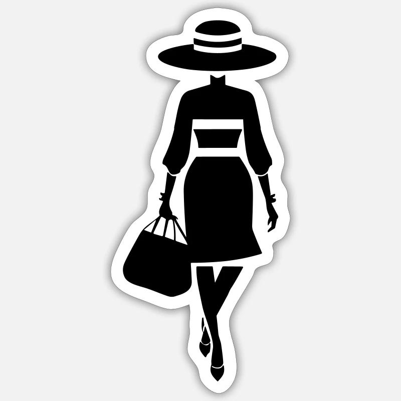 Dame Elégante - Sticker taille S (10 x 10 cm) - blanc mat