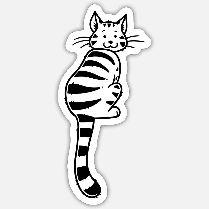 Chaton de dessin animé - Sticker taille S (10 x 10 cm) - blanc mat