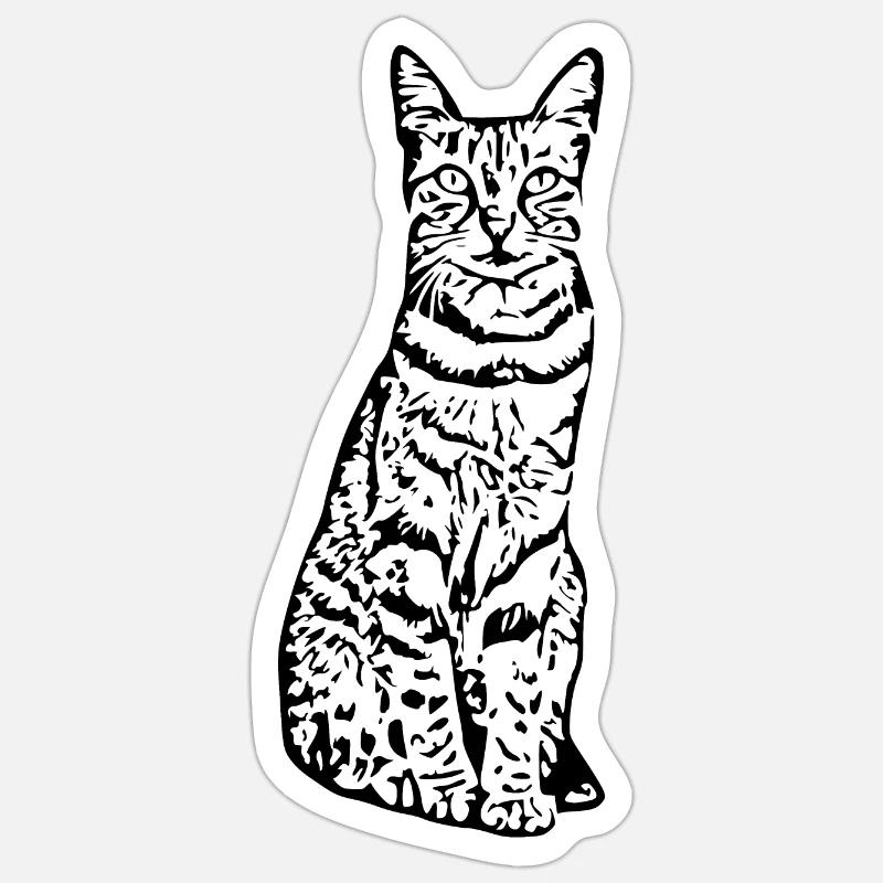 Katze Kätzchen Katzenshirt Geschenk - Sticker Größe S (10 x 10 cm) - Mattweiß