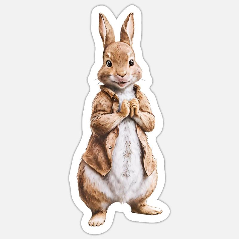 Mignon lapin marron 14 - Sticker taille S (10 x 10 cm) - blanc mat