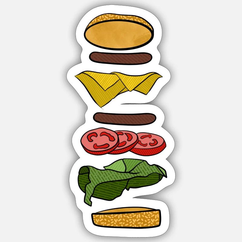 Burger - Sticker taille S (10 x 10 cm) - blanc mat