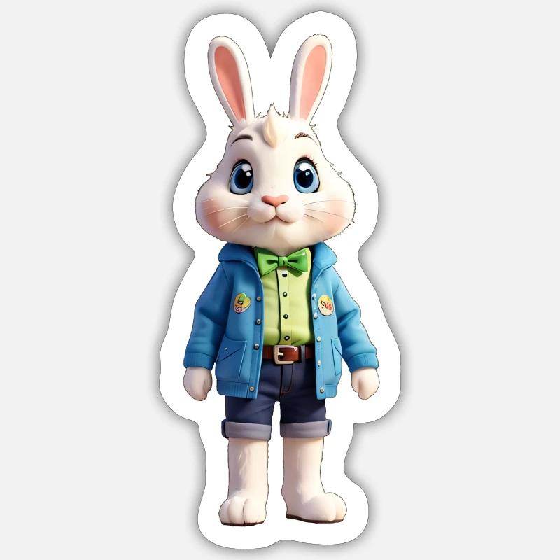 Easter Bunny Standing - Sticker size S (10 x 10 cm) - white matte