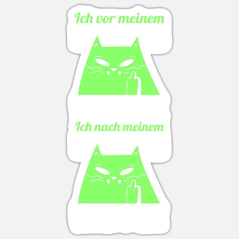 Chat avant mon premier café - Sticker taille S (10 x 10 cm) - blanc mat