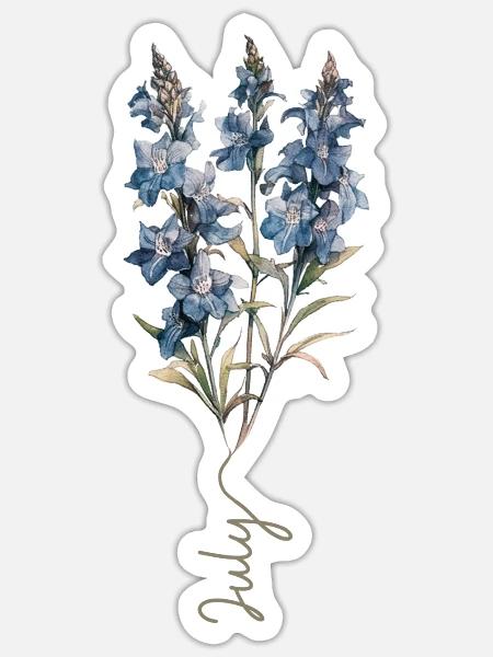 Blaues und weißes Blumendesign - Sticker Größe S (10 x 10 cm) - Mattweiß