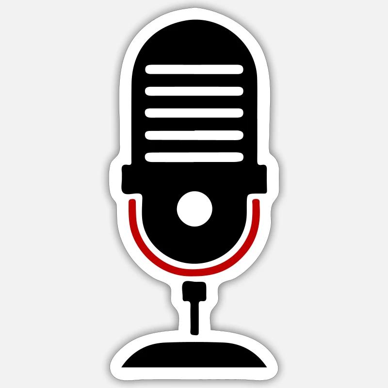 Microphone Podcast Logo - Sticker taille S (10 x 10 cm) - blanc mat