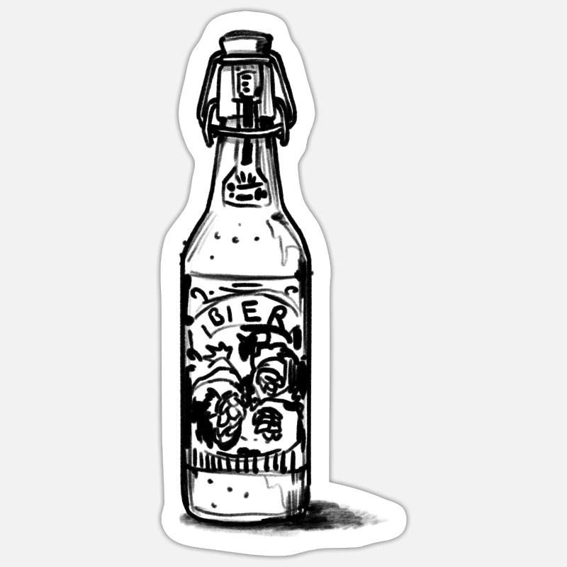 Lined beer bottle with label Sticker size S (10 x 10 cm)