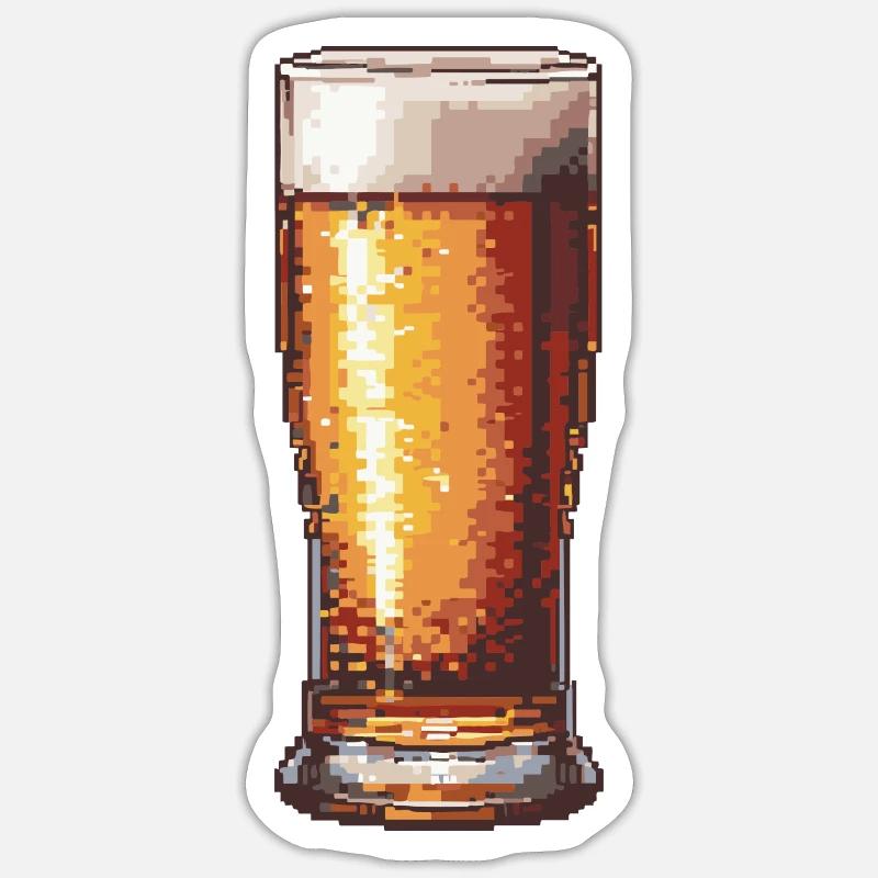 Bier Pixel Gamer - Sticker Größe S (10 x 10 cm) - Mattweiß