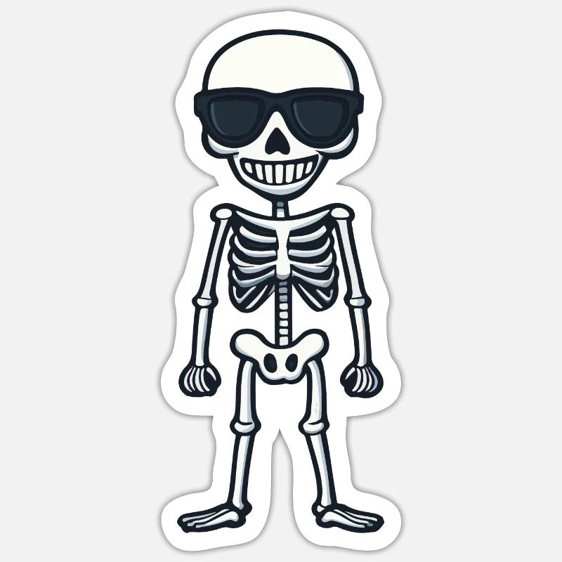 Skelett Comic Halloween Cool - Sticker Größe S (10 x 10 cm) - Mattweiß