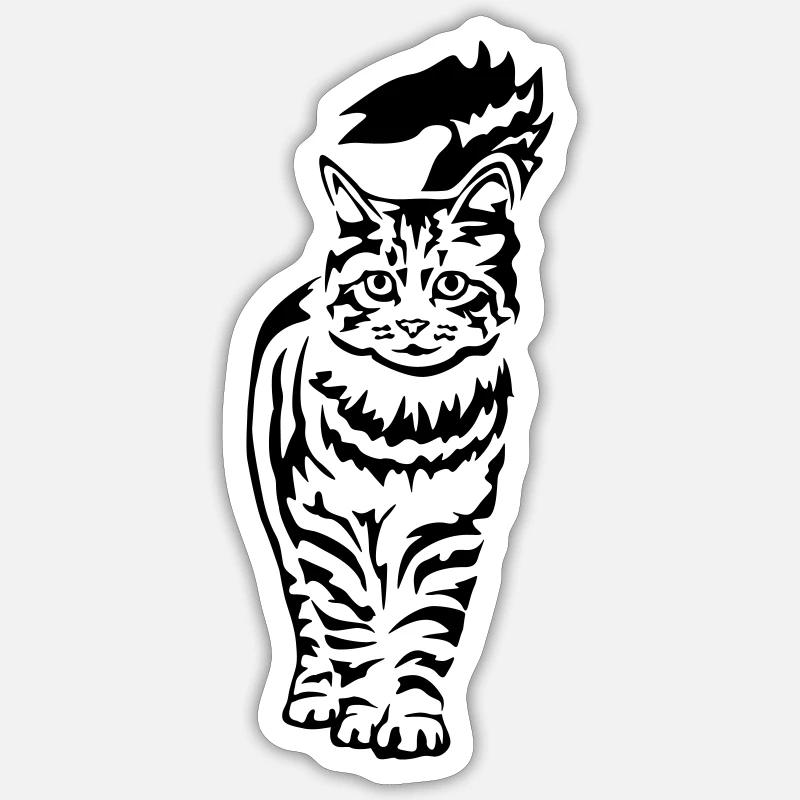 Chat domestique - Chat - Sticker taille S (10 x 10 cm) - blanc mat