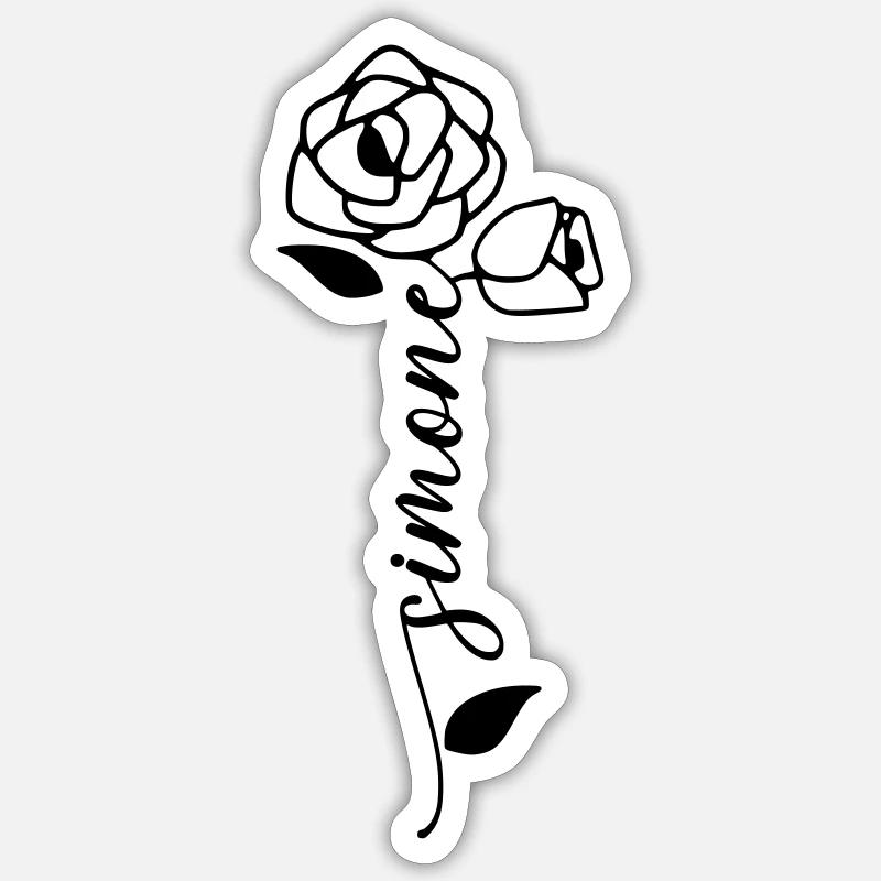 Simone Nom Prénom Nom Fleur - Sticker taille S (10 x 10 cm) - blanc mat