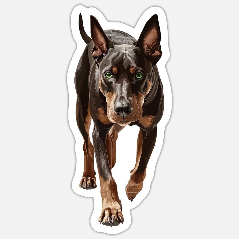 Dobermann - Sticker Größe S (10 x 10 cm) - Mattweiß