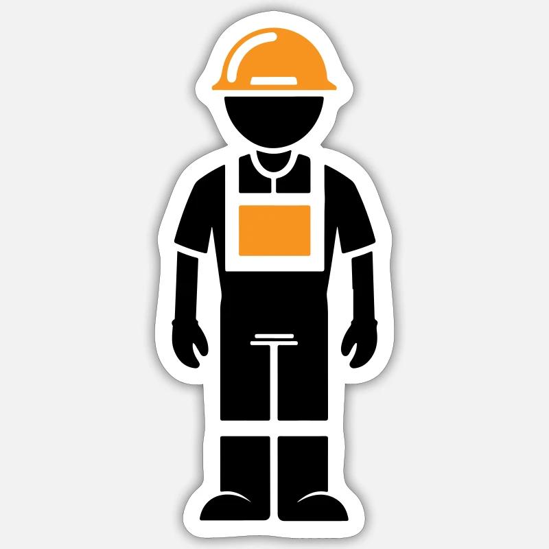 Ouvrier du bâtiment - Sticker taille S (10 x 10 cm) - blanc mat
