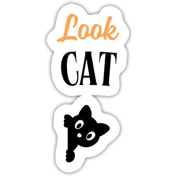 Look Cat - Sticker taille S (10 x 10 cm) - blanc mat - Devant