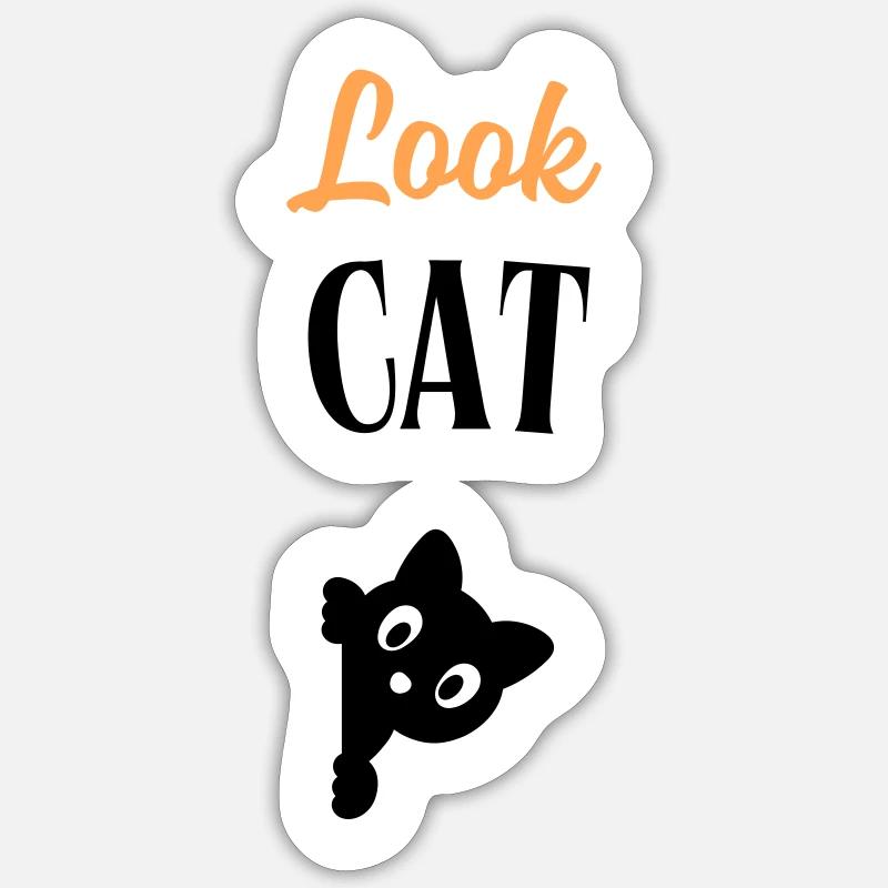 Schau Katze - Sticker Größe S (10 x 10 cm) - Mattweiß