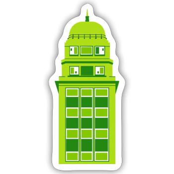 Retro Green Tower Clock - Sticker size S (10 x 10 cm) - white matte - Front