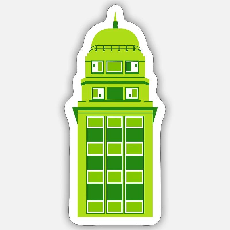 Retro Grüne Turmuhr Sticker Größe S (10 x 10 cm)