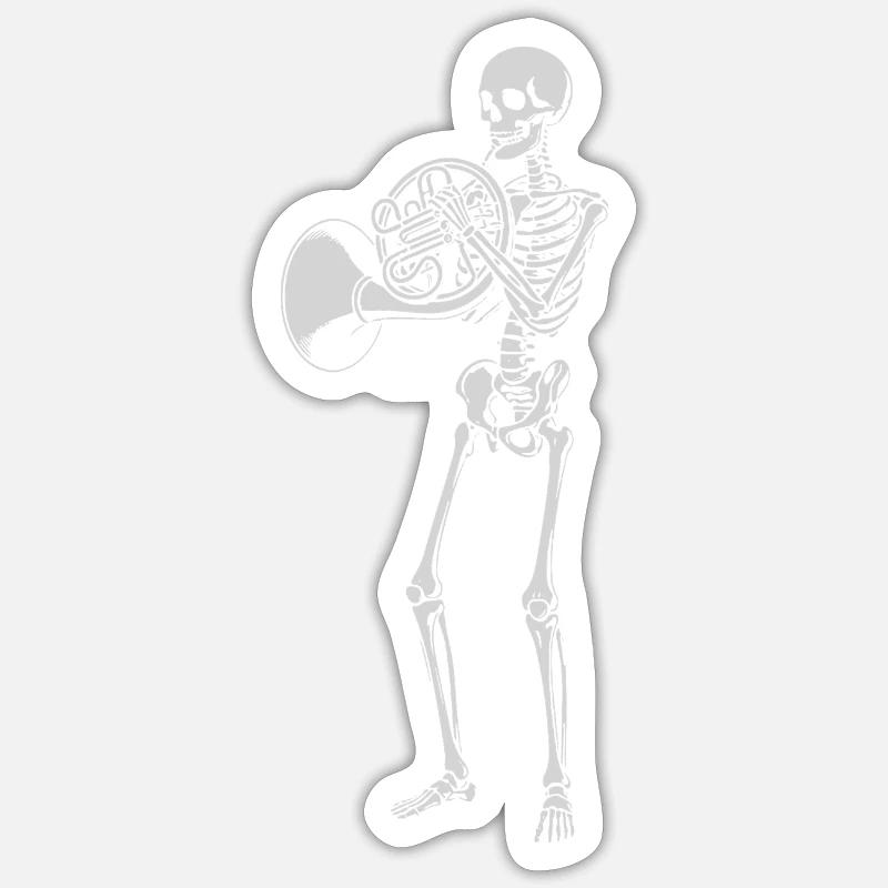 Skeleton Brass Serenade - Sticker size S (10 x 10 cm) - white matte