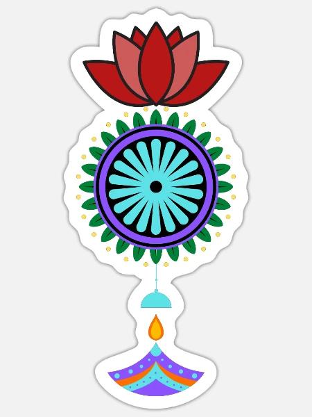 Blühender Mandala Hänger - Sticker Größe S (10 x 10 cm) - Mattweiß