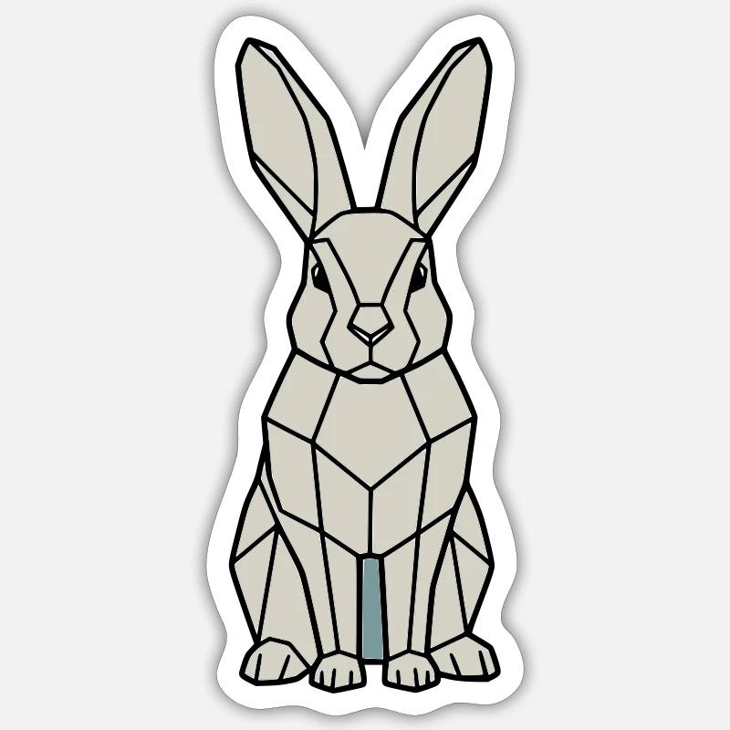 Geometric Bunny Low Poly Modern - Sticker taille S (10 x 10 cm) - blanc mat