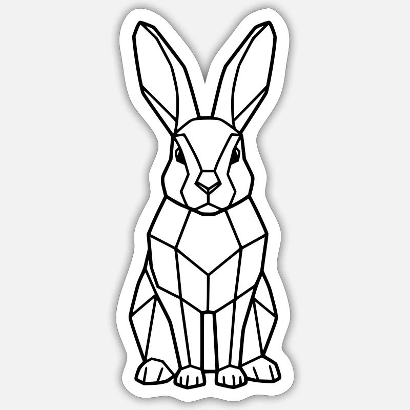 Geometric Bunny Low Poly Outline - Sticker size S (10 x 10 cm) - white matte
