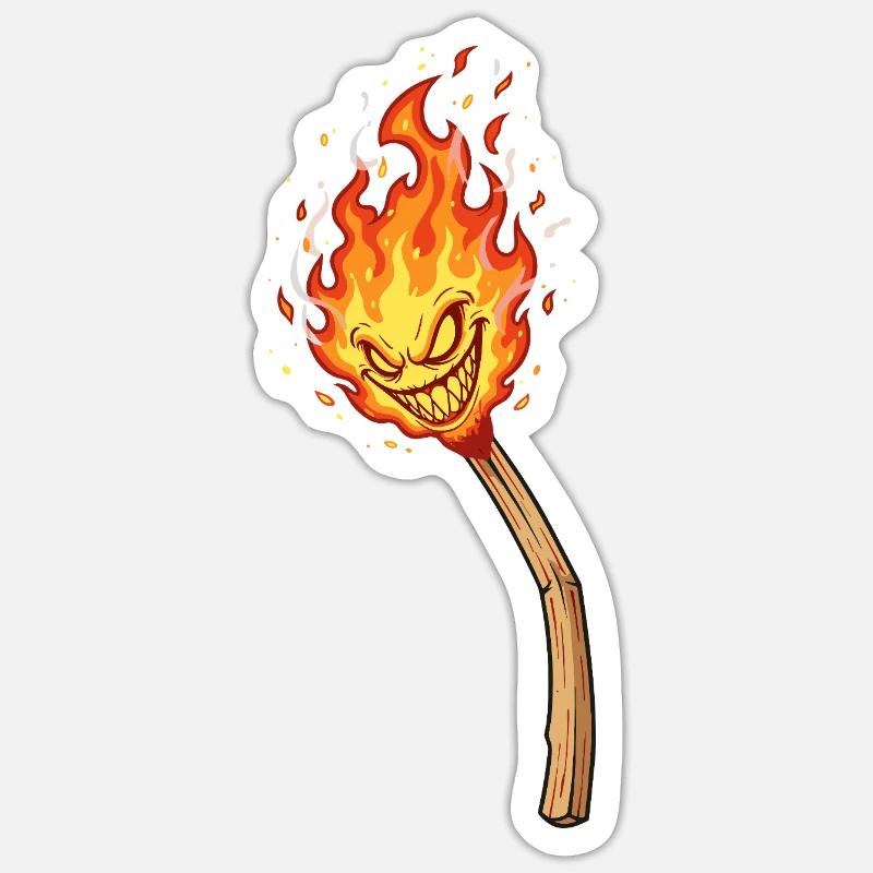Lodernder Flammenkobold - Sticker Größe S (10 x 10 cm) - Mattweiß