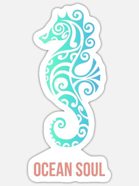 Ocean Soul – Seepferdchen Meeresmotiv - Sticker Größe S (10 x 10 cm) - Mattweiß