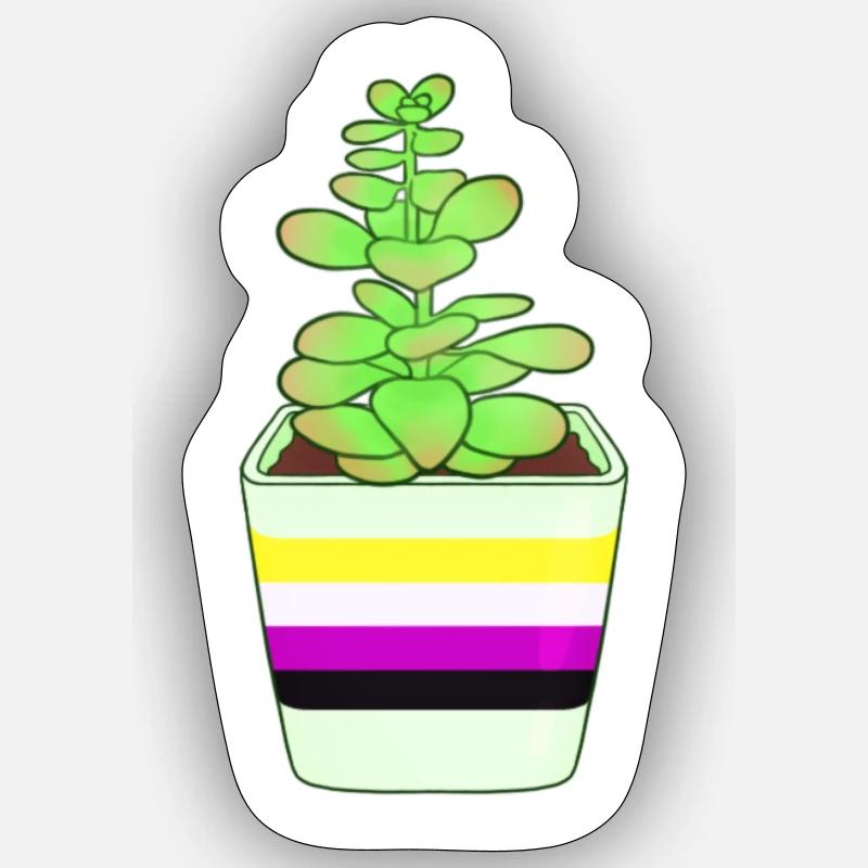 Non Binary Succulent - Sticker size S (10 x 10 cm) - white matte