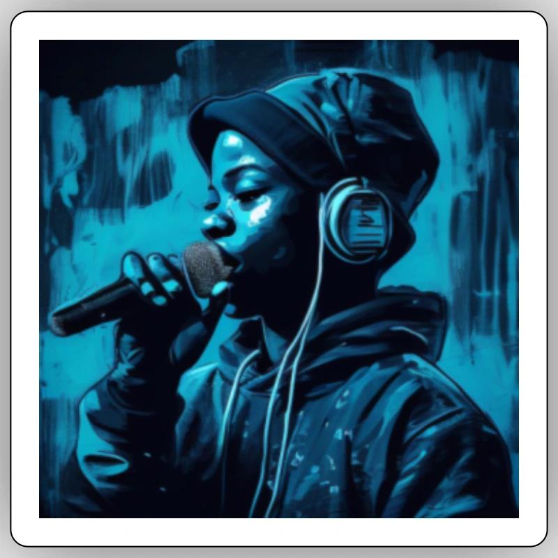 Rapper nero Sticker formato S (10 x 10 cm)