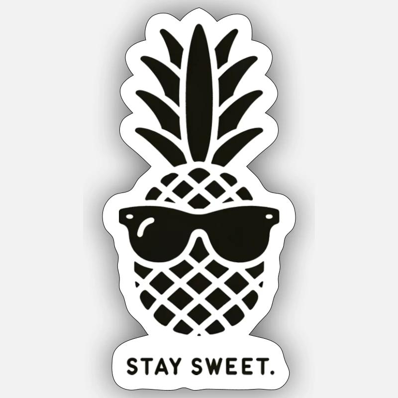 Sunglasses Pineapple - Sticker size S (10 x 10 cm) - white matte